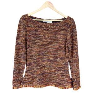 Vintage Chettab Made in USA Women’s 6 Brown Multicolor Tweed Pullover Sweater